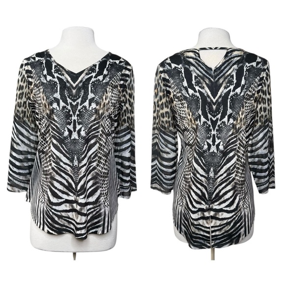 NEW Chico’s Animal Print Blouse Shirt. Classic Boho 90s bold Snakeskin zebra. 1 - Picture 1 of 14